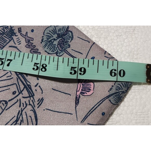 Peter Max Tie 1997 Vintage Gray Silk Classic Art Deco Stylish Man Flowers - Picture 4 of 10